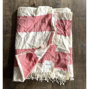 Madewell White Red Striple Throw Blanket Towel Tassel